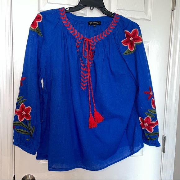 Eloquii embroidered top with tassels, size 18 - Picture 2 of 10
